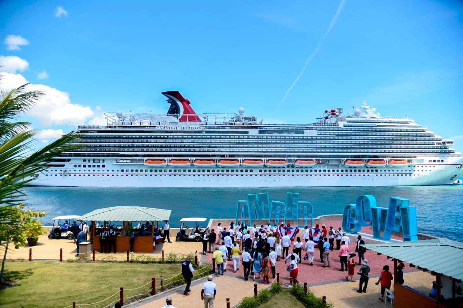 Cruise ship docked at Amber Cove cruise port in Puerto Plata